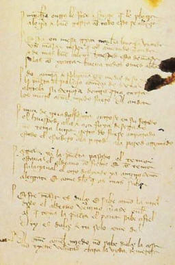 Manuscrito de una de las hojas del Libro del Buen Amor; Biblioteca Nacional - Madrid