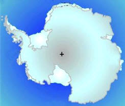 Izquierda: geografía antártica sin hielos; derecha: geografía antártica mostrando las plataformas heladas