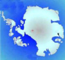 Izquierda: geografía antártica sin hielos; derecha: geografía antártica mostrando las plataformas heladas