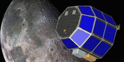 Artist's concept of LADEE spacecraft orbiting the Moon.