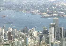 función comercial de una ciudad: vista del puerto de Hong-Kong