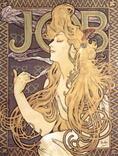 Cartel de Alphonse Mucha, donde se muestran las características refinadas y sensuales propias del Modernismo