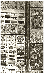 Figura 15. Códice maya, donde se dan las fechas en que el planetaVenus aparece y desaparece como estrella vespertina